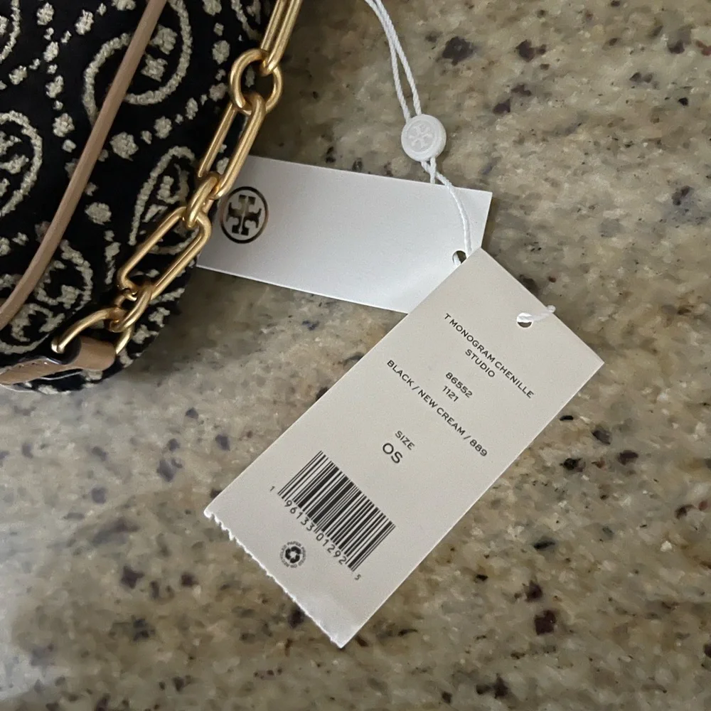 New 🖤 Tory Burch T Monogram Chenille Studio Shoulder Bag - Picture 11 of 14
